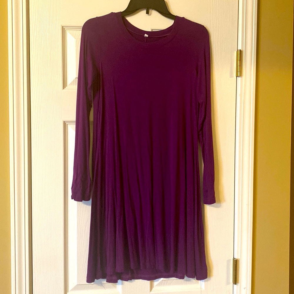 Long Sleeve Purple T-Shirt Dress
